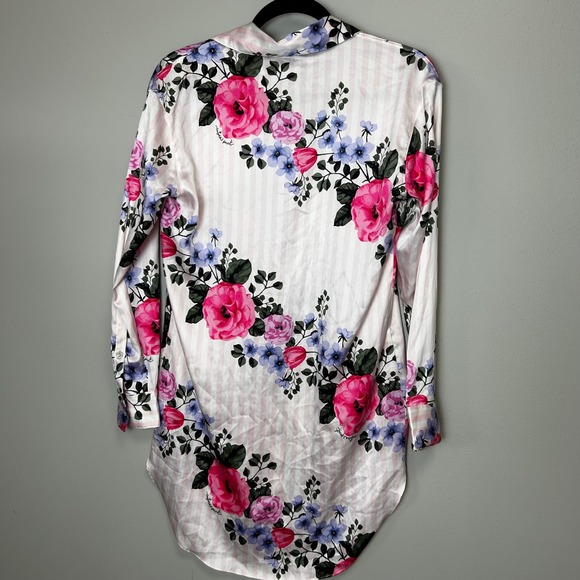 Victoria Secret XS Robe / button up gown collared pink purple NWT - Picture 5 of 6